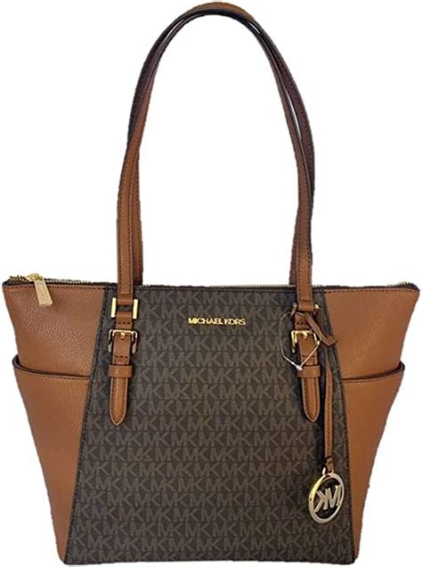 michael kors charlotte signature large top zip tote - brown|Michael Kors charlotte saffiano.